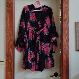 Betsy Johnson Black with Roses Dress